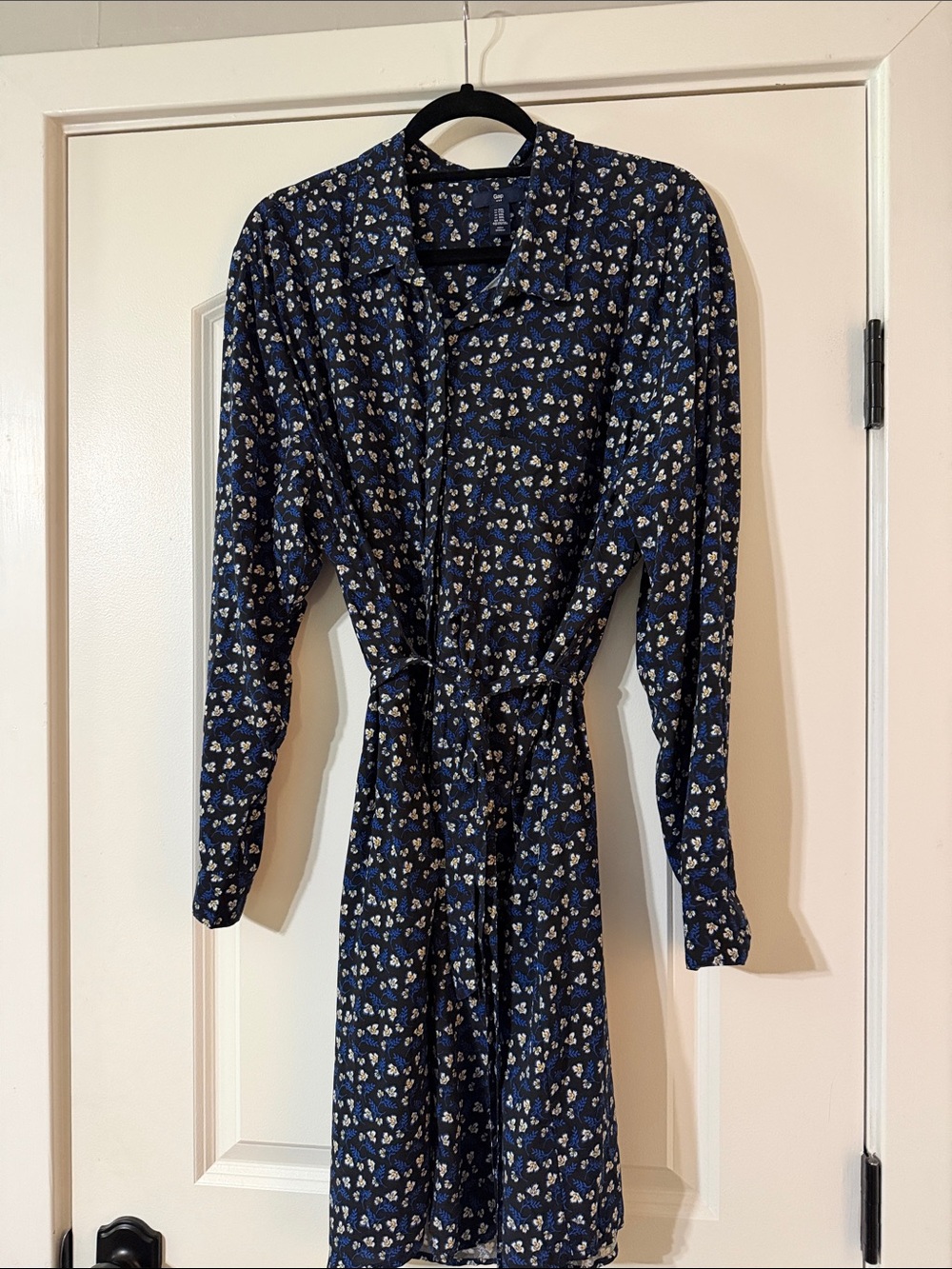 Gap Navy Floral Button-Front Shirt Dress Size XXL